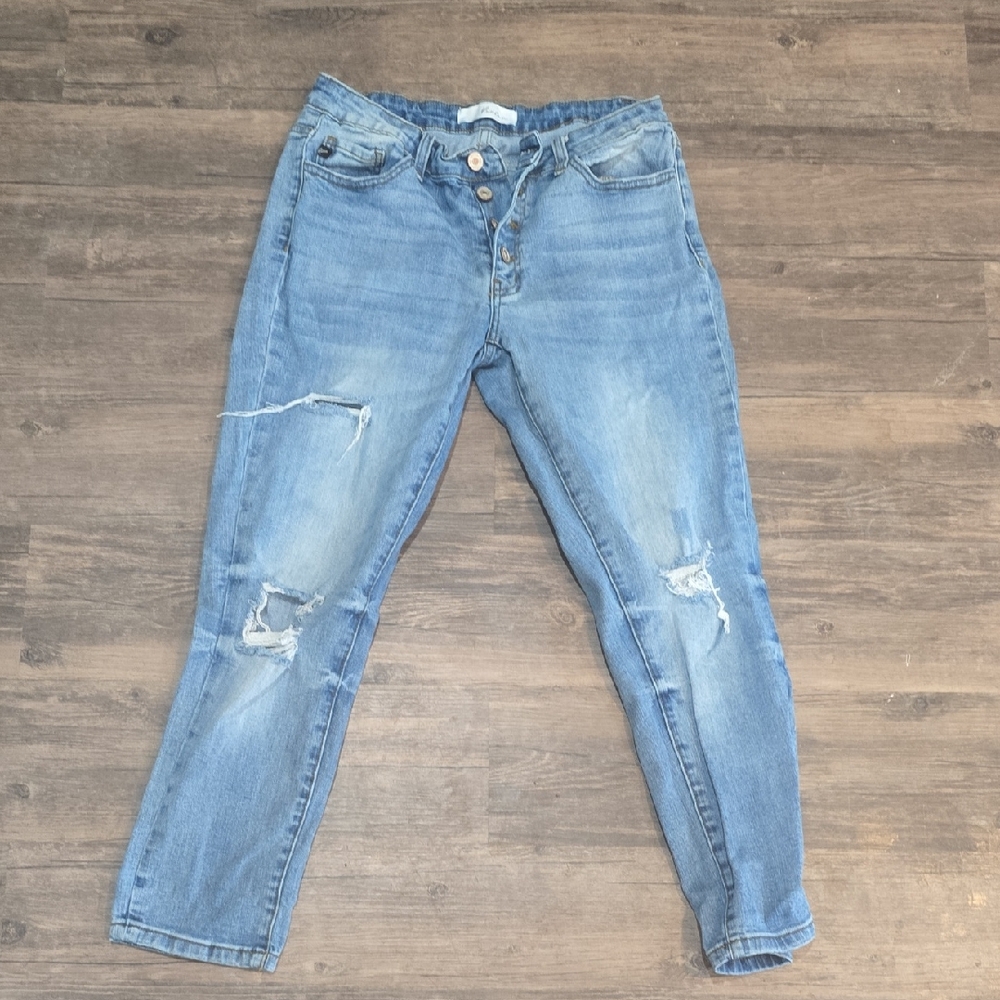 KanCan Blue Boyfriend Jeans Distressed Relaxed Fit